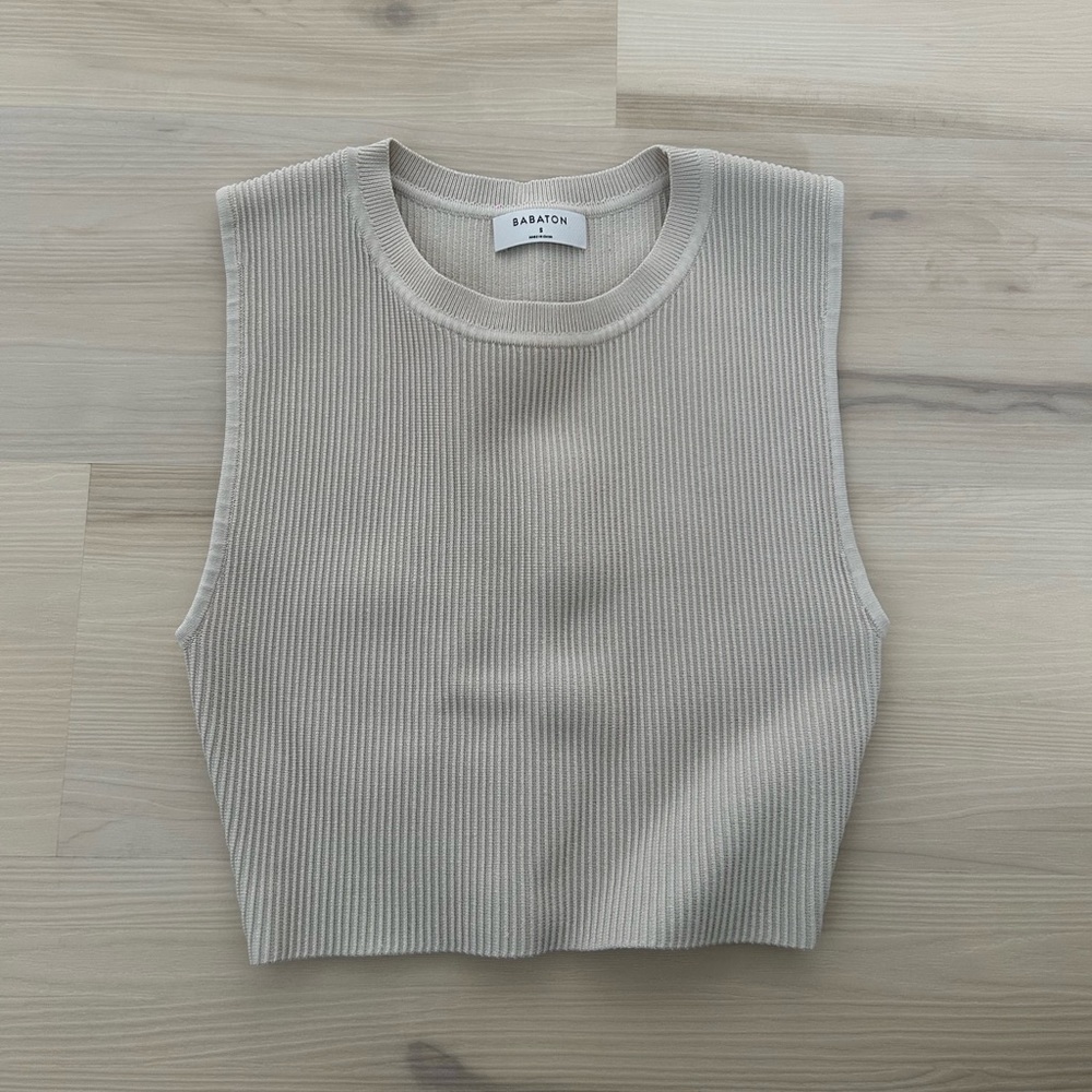 Beige Aritzia sculp knit muscle top